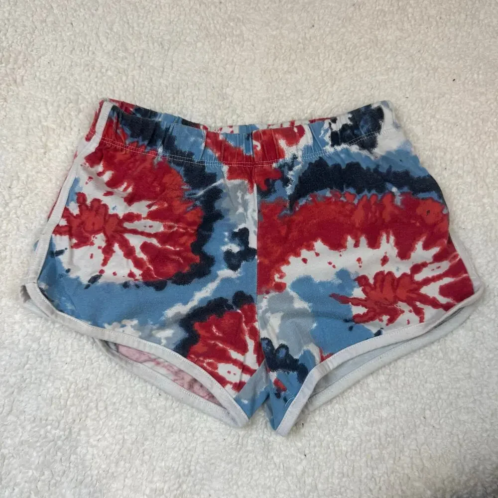 The Children's Place Tie Dye Pull On Shorts Blue Red Girls M Medium 7 8